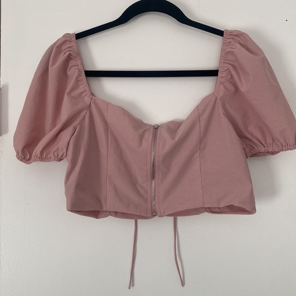 NWT Fashion Nova pink off the shoulder corset crop top size large - Picture 5 of 11